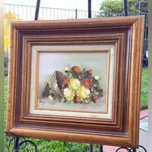 Rossy Oil Painting Floral Still Life Framed Art 18x16